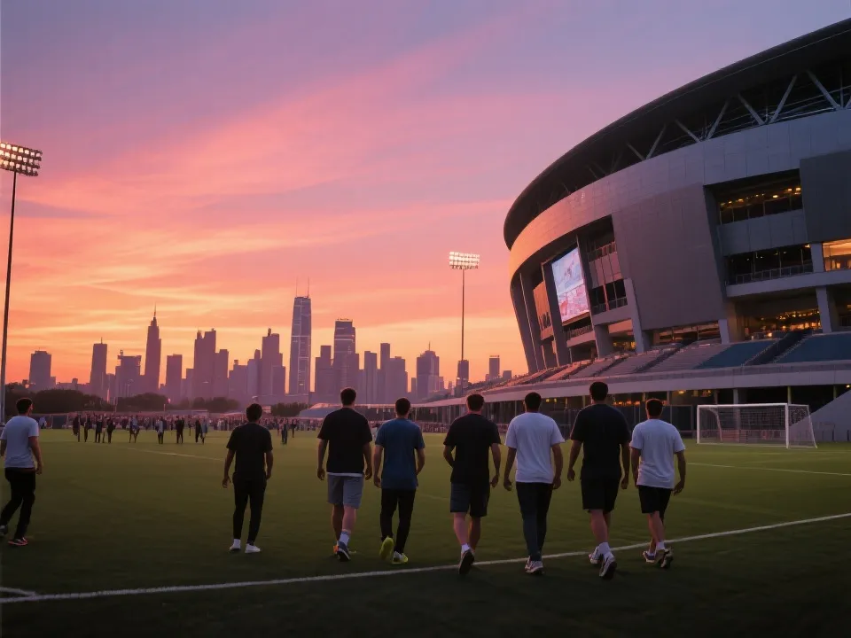 球迷前往球场的城市观赛氛围示意